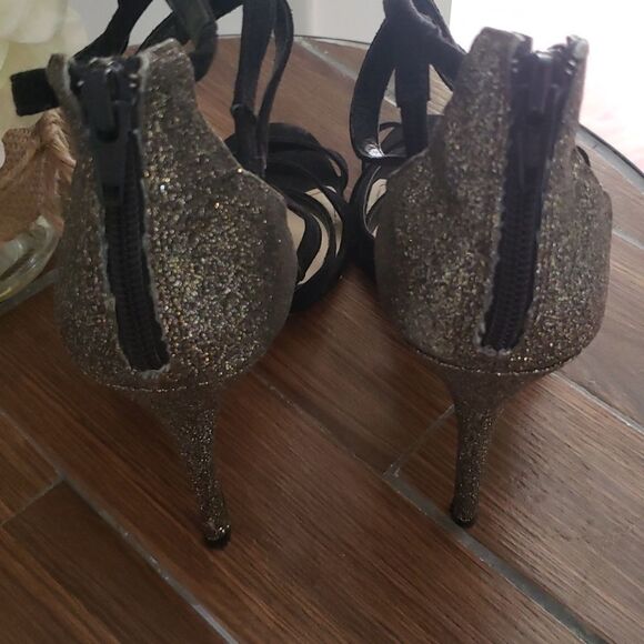 💗Strappy Black Stiletto Heels with Glitter - Picture 3 of 6